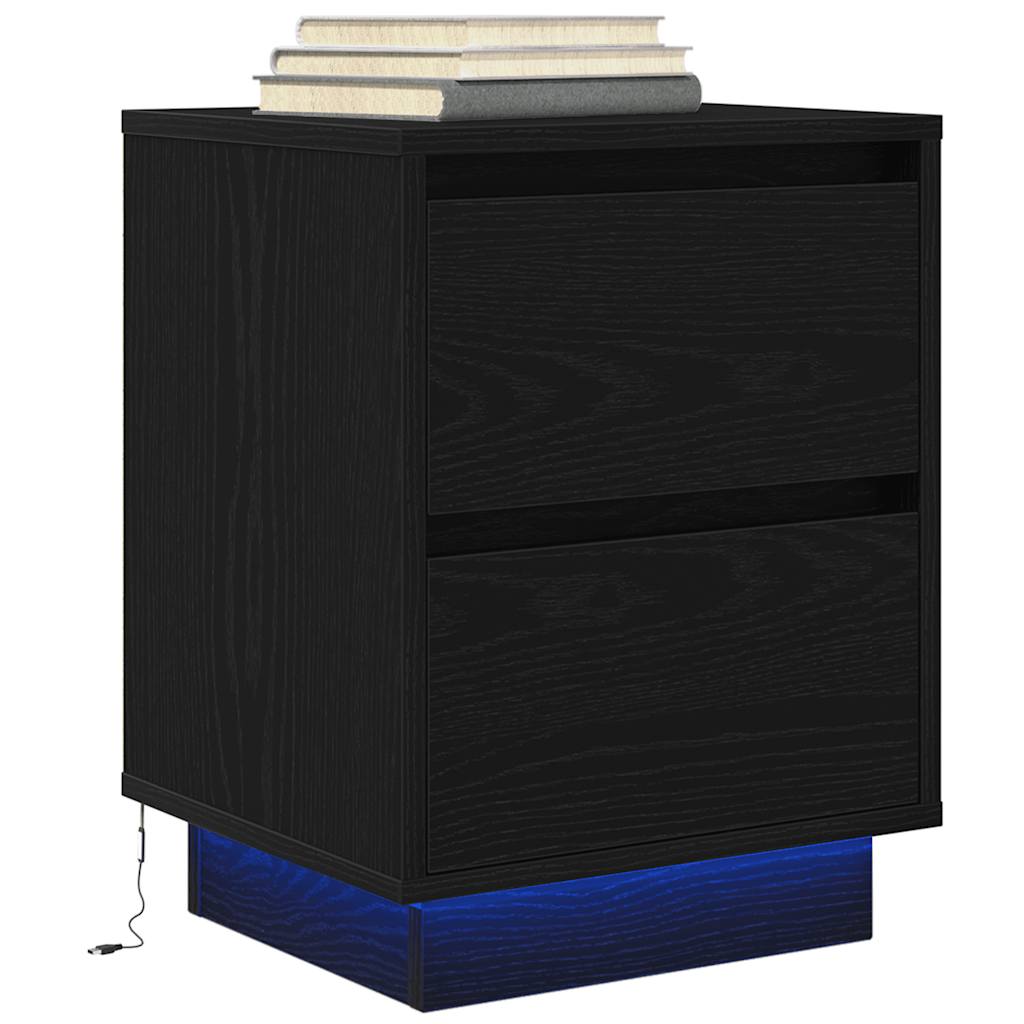 Table de chevet avec lumières LED noir 38x34x50 cm - XIOS