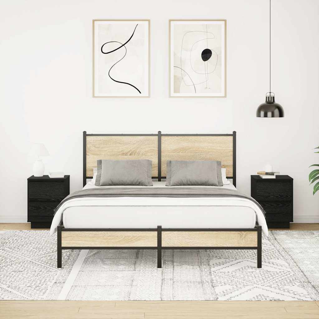 Tables de chevet avec lumières LED 2 pcs noir 38x34x50 cm - XIOS