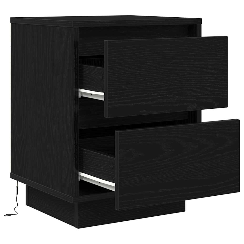 Tables de chevet avec lumières LED 2 pcs noir 38x34x50 cm - XIOS