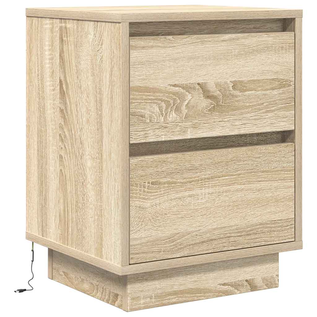 Table de chevet avec lumières LED chêne sonoma 38x34x50 cm - XIOS