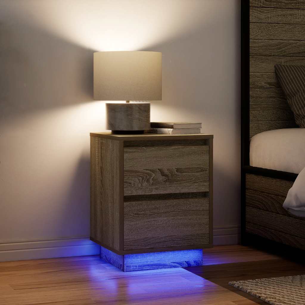 Table de chevet avec lumières LED chêne sonoma 38x34x50 cm - XIOS