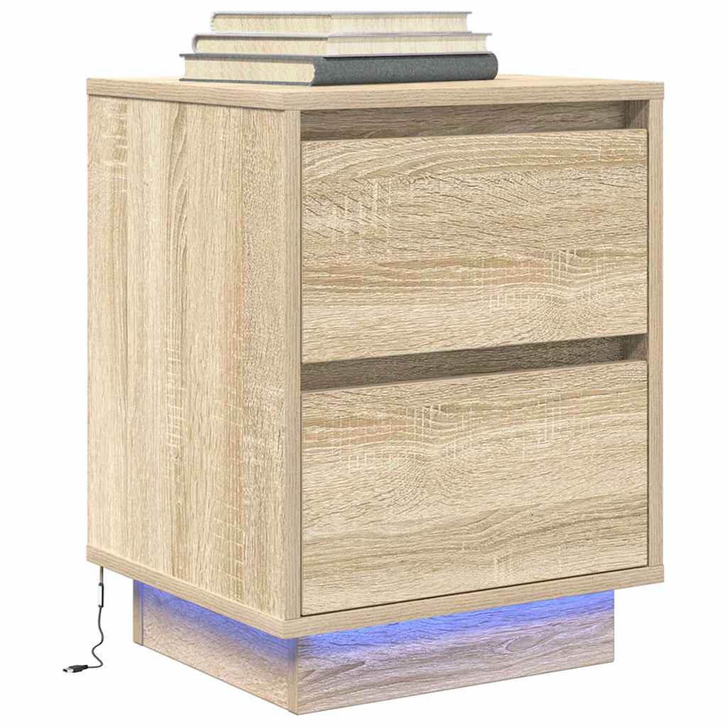 Table de chevet avec lumières LED chêne sonoma 38x34x50 cm - XIOS