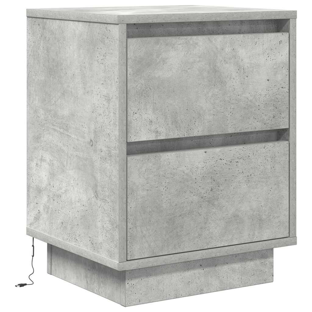 Tables de chevet avec lumières LED 2 pcs gris béton 38x34x50 cm - XIOS