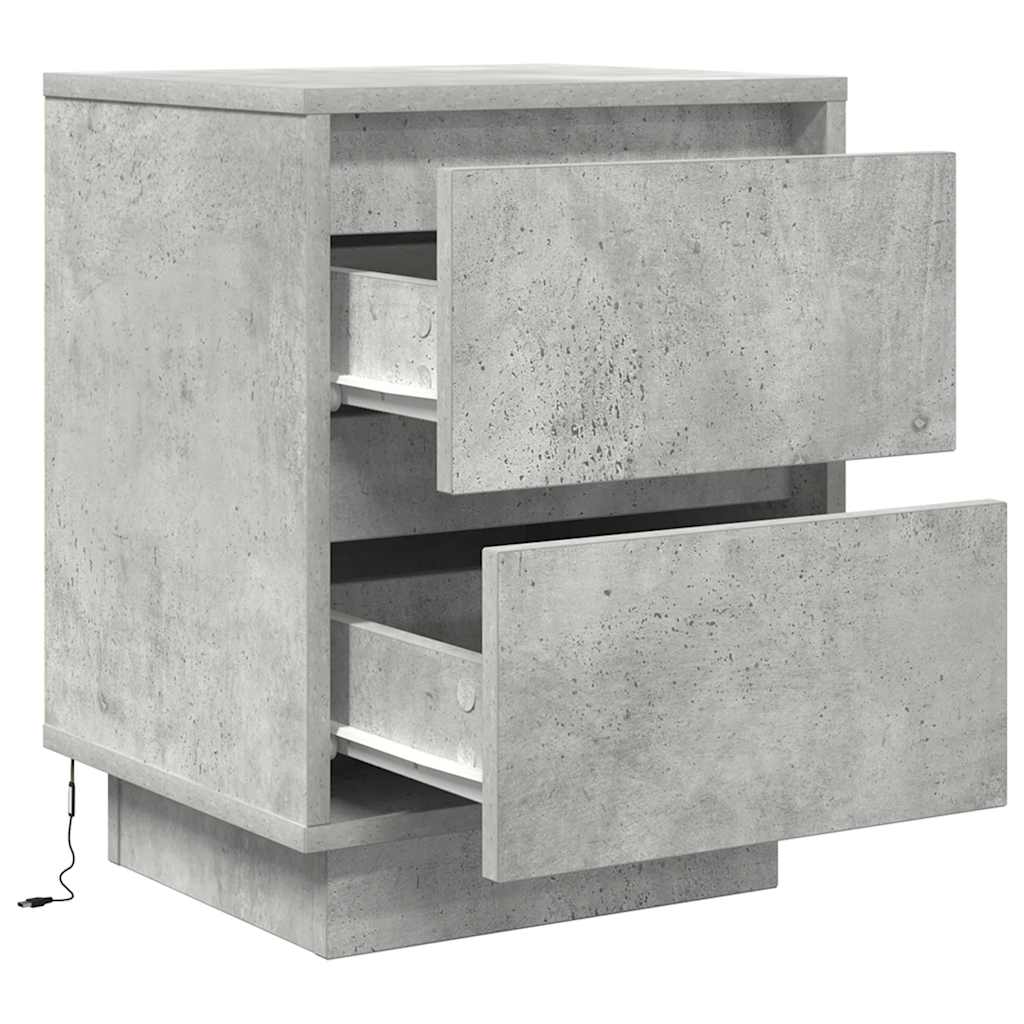Tables de chevet avec lumières LED 2 pcs gris béton 38x34x50 cm - XIOS