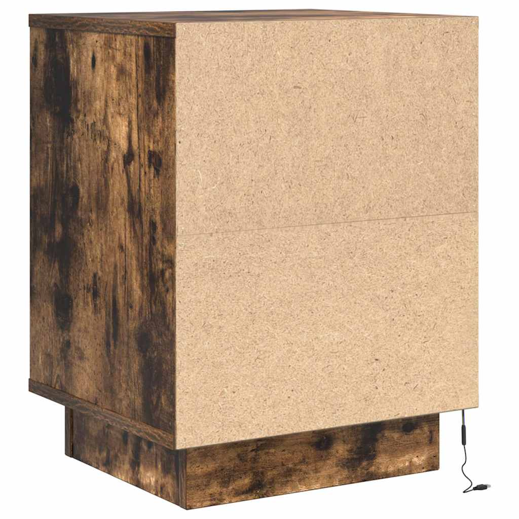 Table de chevet avec lumières LED chêne fumé 38x34x50 cm - XIOS