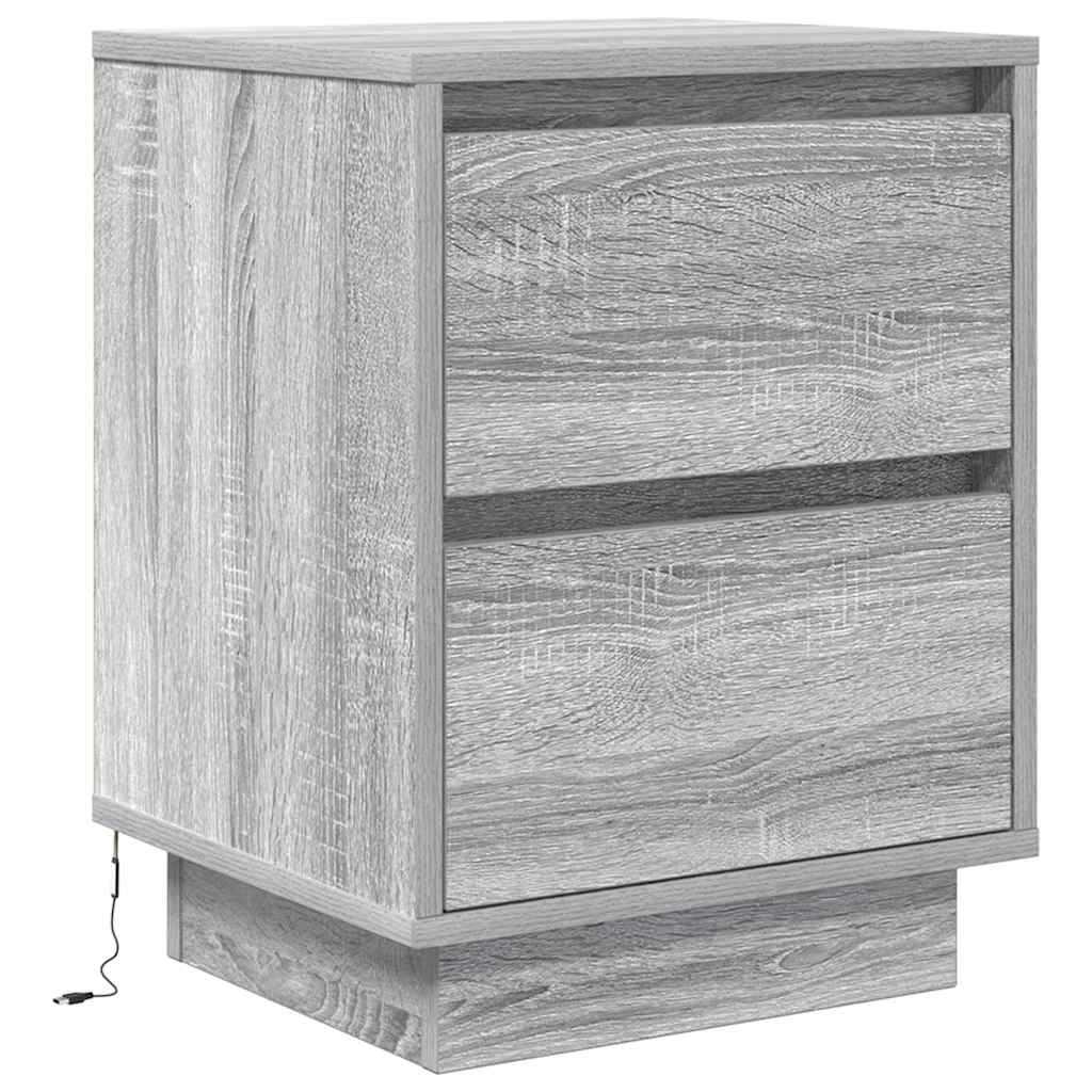 Table de chevet avec lumières LED sonoma gris 38x34x50 cm - XIOS