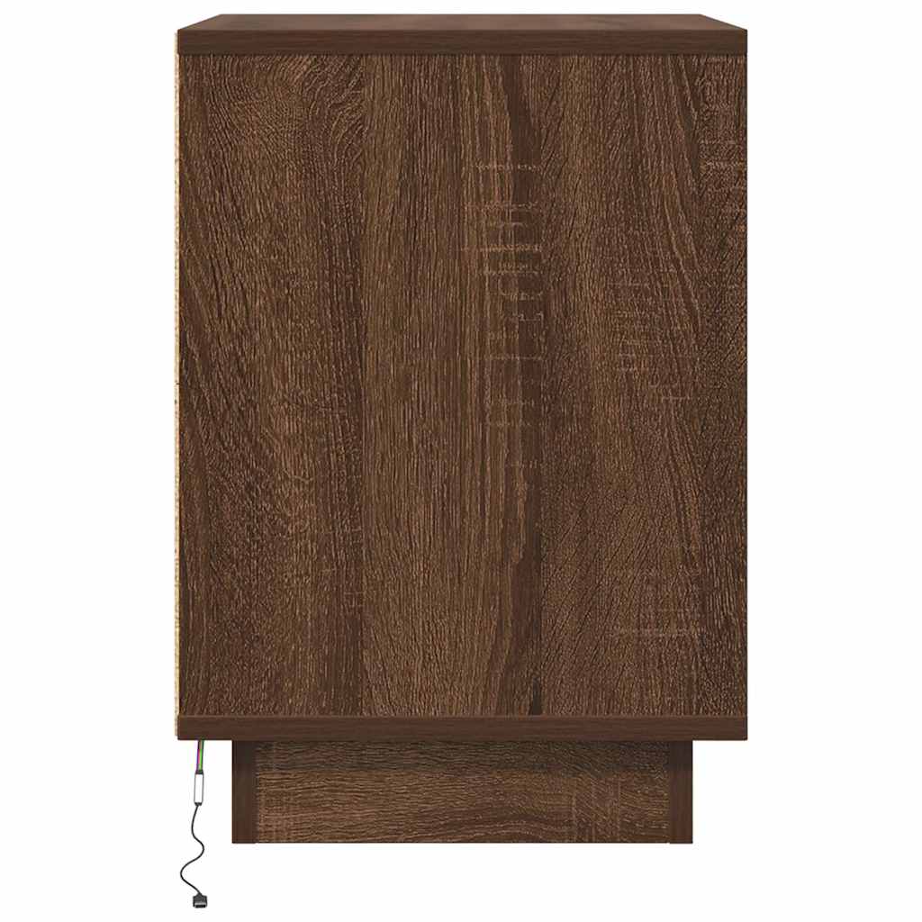 Table de chevet avec lumières LED chêne marron 38x34x50 cm - XIOS