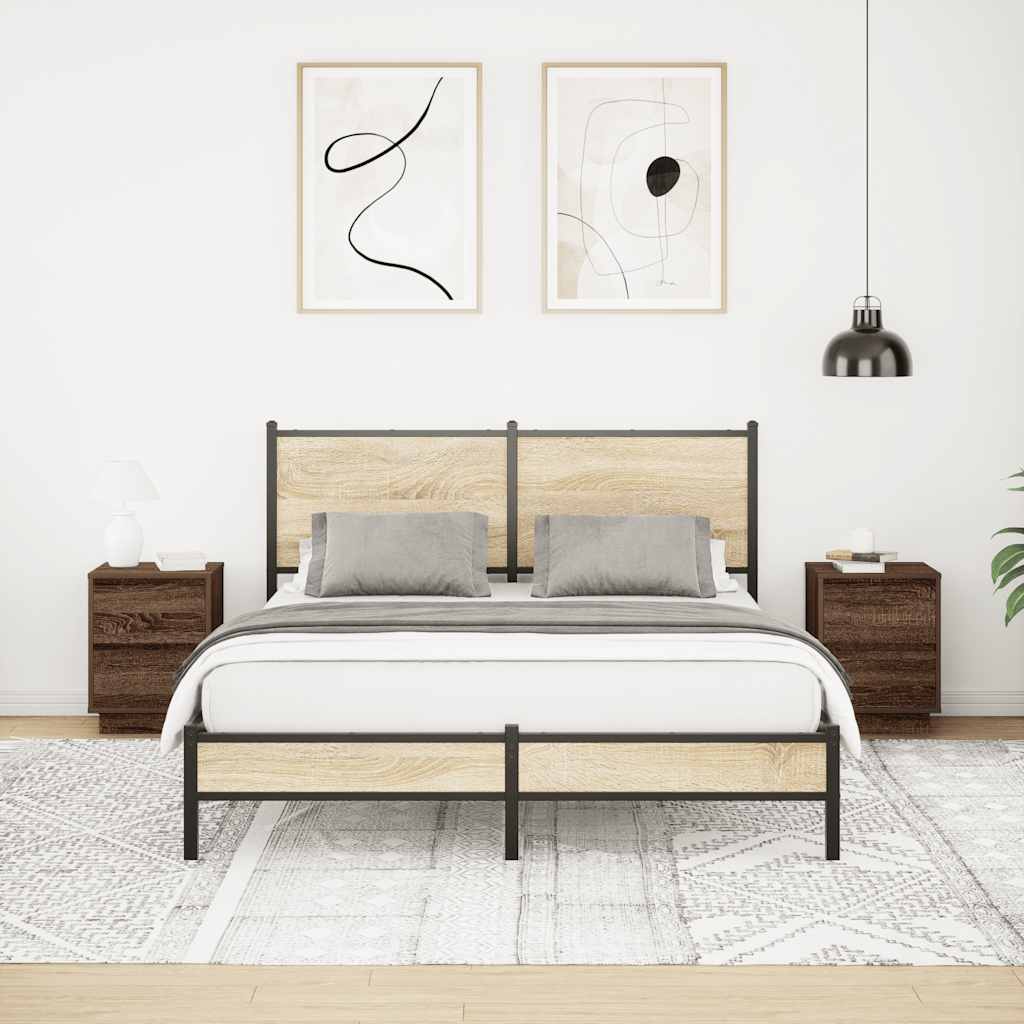 Tables de chevet avec lumières LED 2pcs chêne marron 38x34x50cm - XIOS