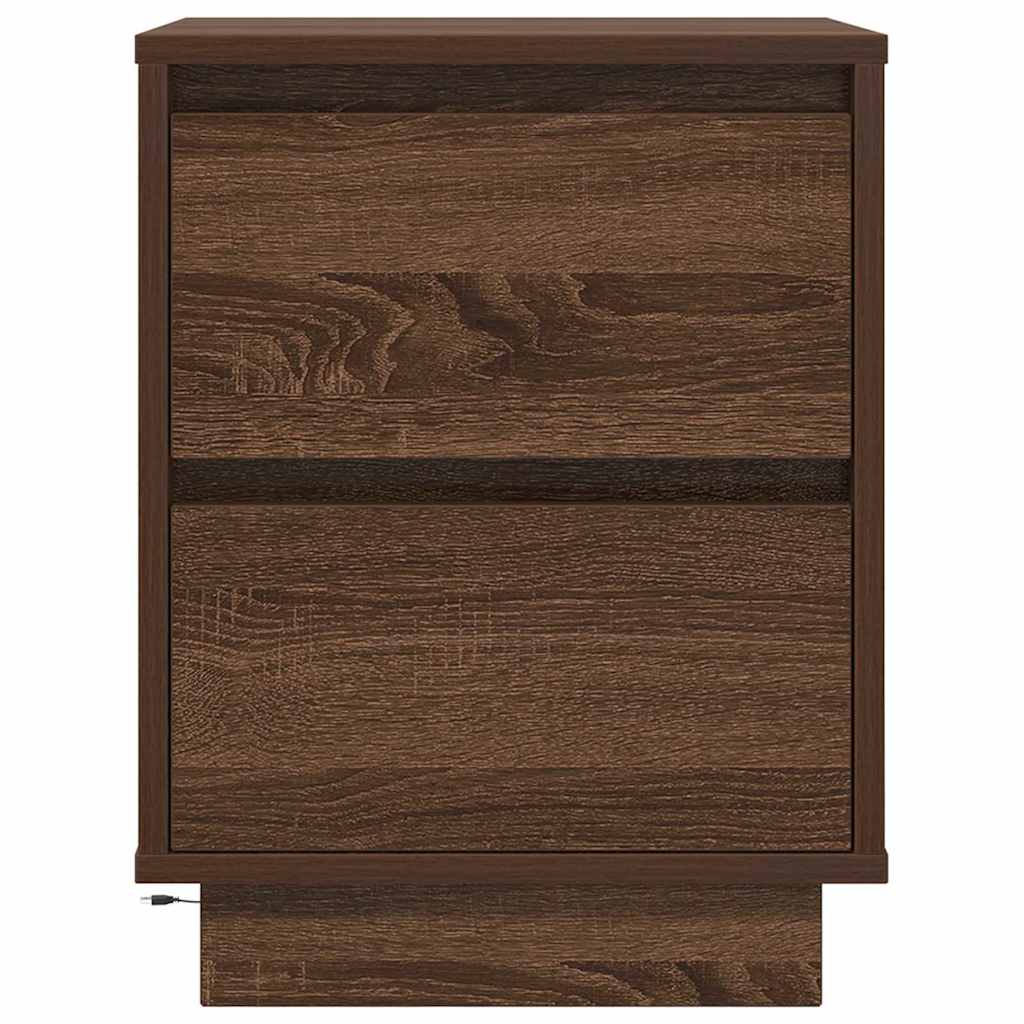 Tables de chevet avec lumières LED 2pcs chêne marron 38x34x50cm - XIOS