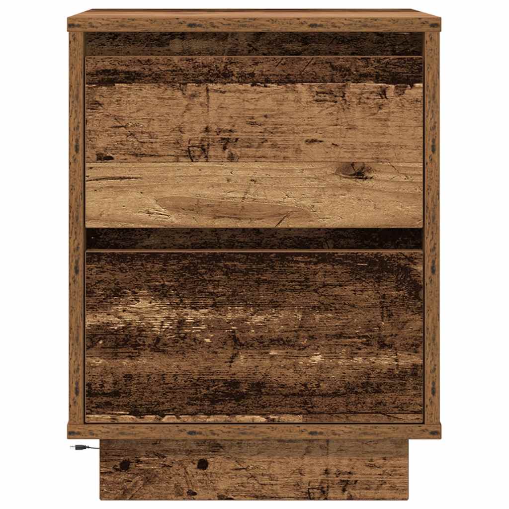 Table de chevet avec lumières LED vieux bois 38x34x50 cm - XIOS