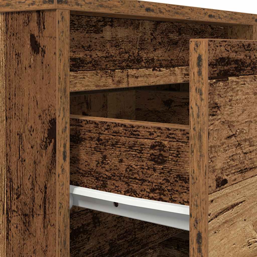 Table de chevet avec lumières LED vieux bois 38x34x50 cm