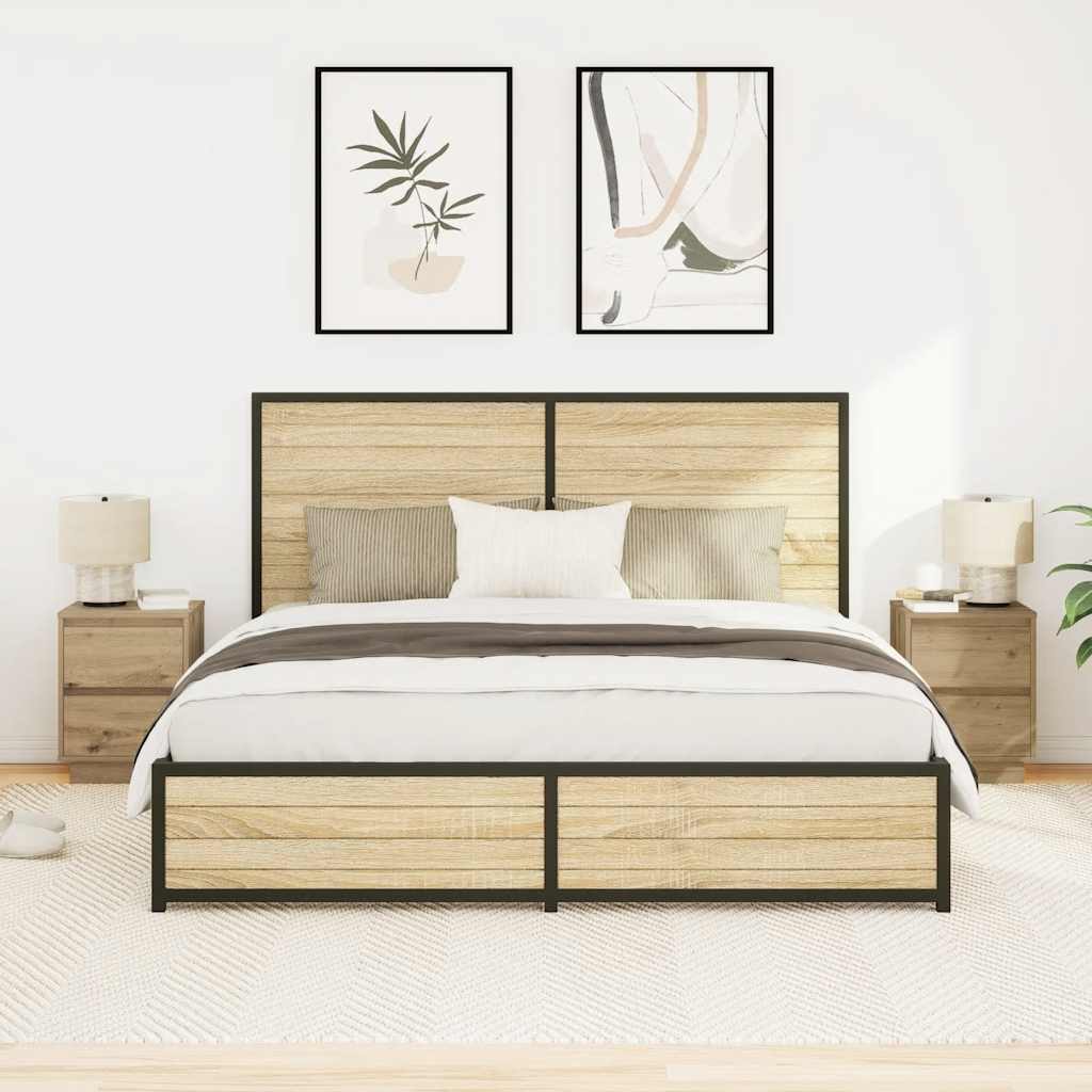 Armoires de chevet lumières LED 2pcs chêne artisanal 38x34x50cm - XIOS