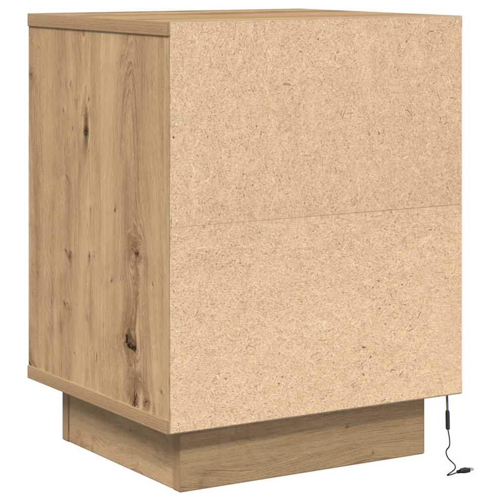 Armoires de chevet lumières LED 2pcs chêne artisanal 38x34x50cm - XIOS