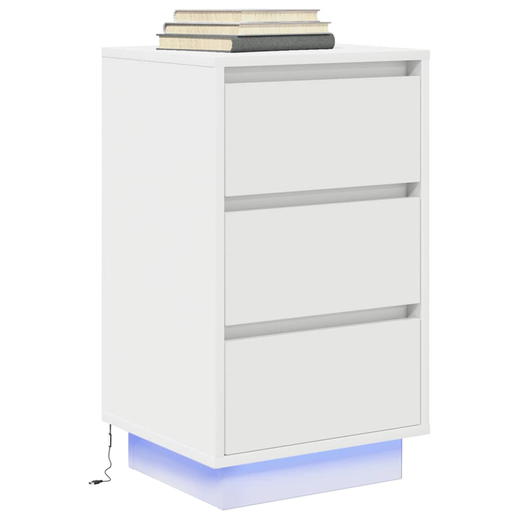 Table de chevet avec lumières LED blanc 38x34x65 cm