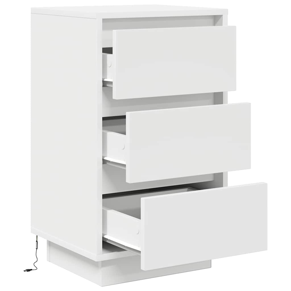 Table de chevet avec lumières LED blanc 38x34x65 cm