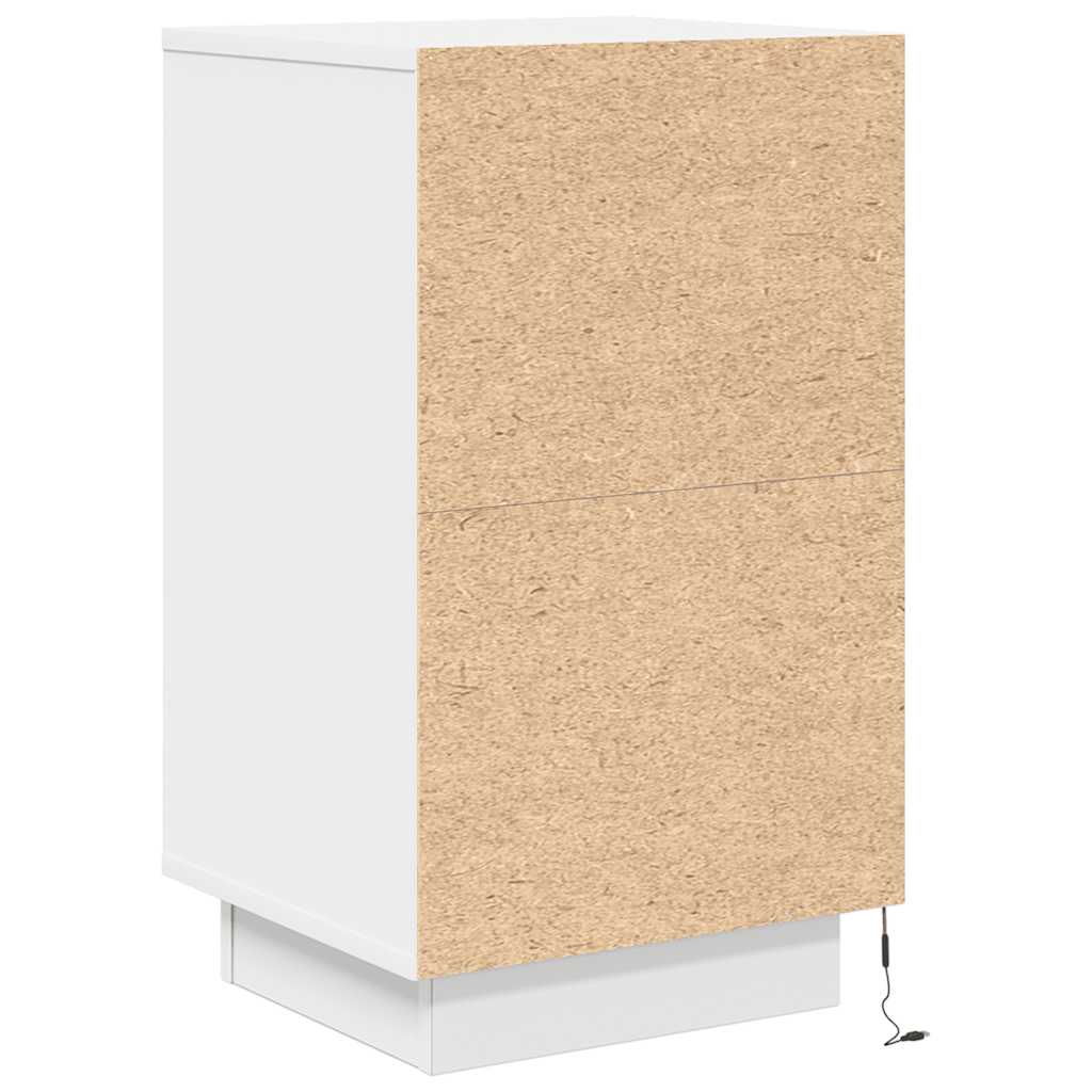 Table de chevet avec lumières LED blanc 38x34x65 cm