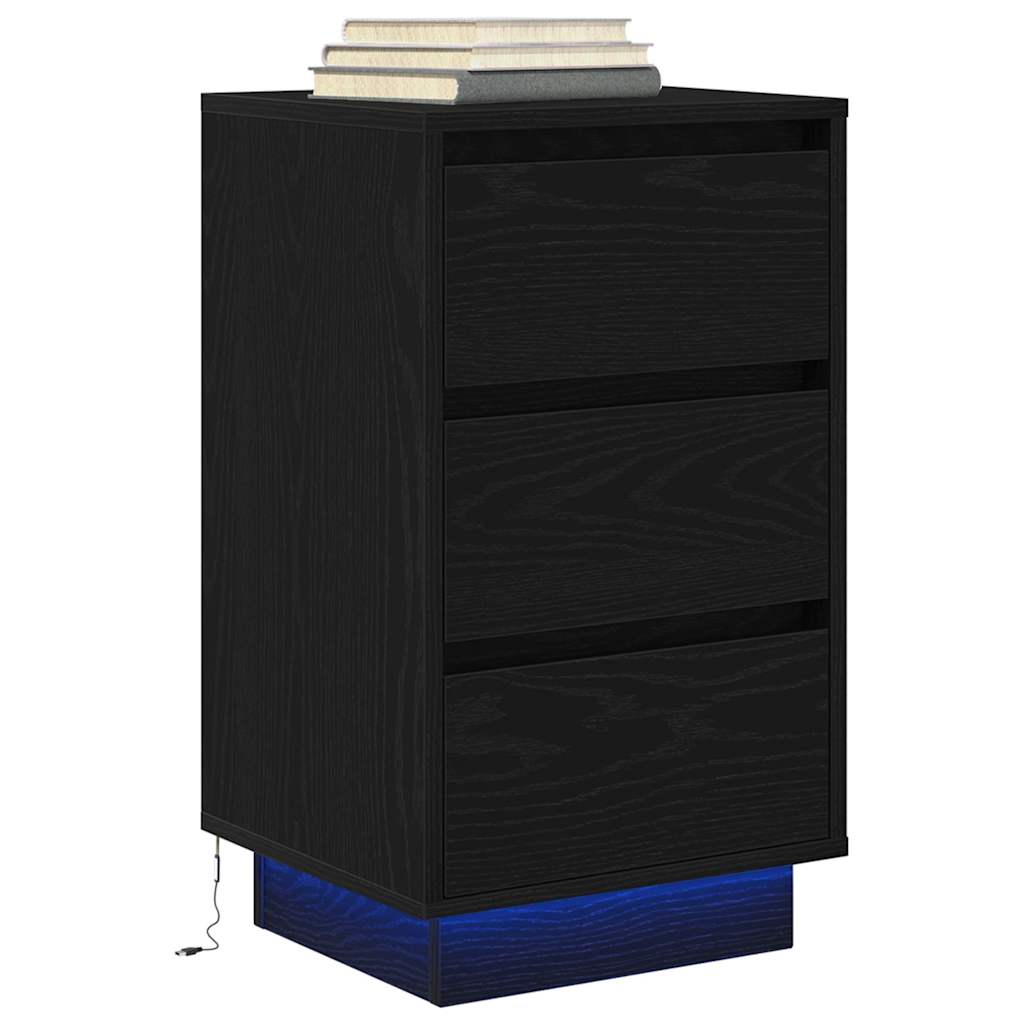 Table de chevet avec lumières LED noir 38x34x65 cm - XIOS
