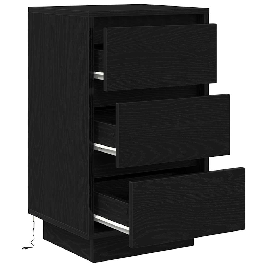 Table de chevet avec lumières LED noir 38x34x65 cm - XIOS