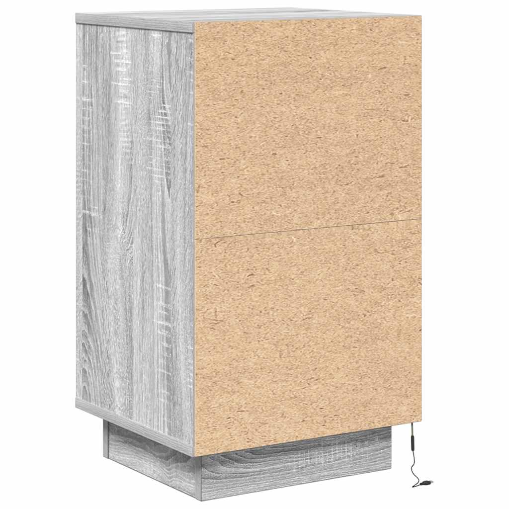 Table de chevet avec lumières LED sonoma gris 38x34x65 cm - XIOS