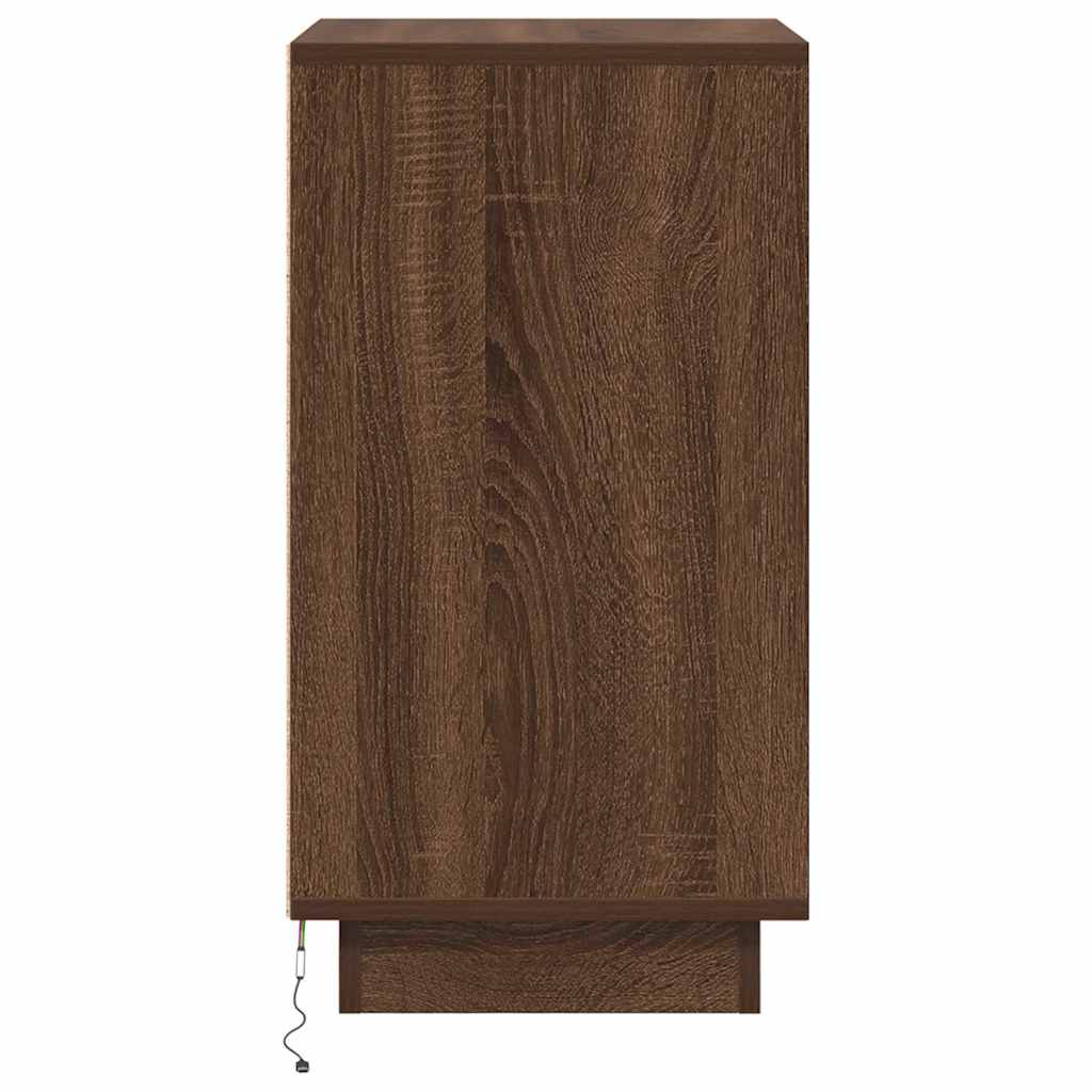 Table de chevet avec lumières LED chêne marron 38x34x65 cm - XIOS