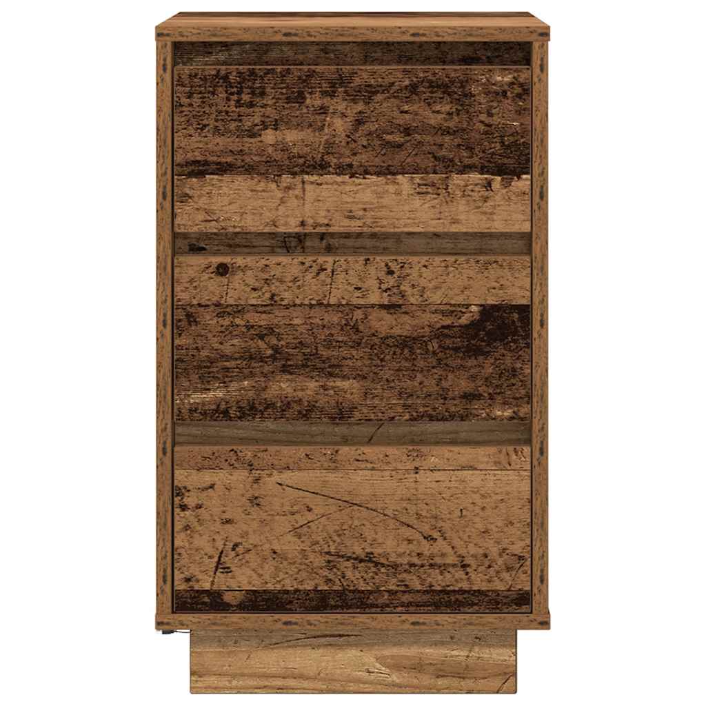 Table de chevet avec lumières LED vieux bois 38x34x65 cm