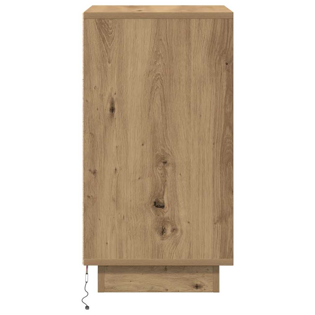 Armoire de chevet et lumières LED chêne artisanal 38x34x65 cm - XIOS