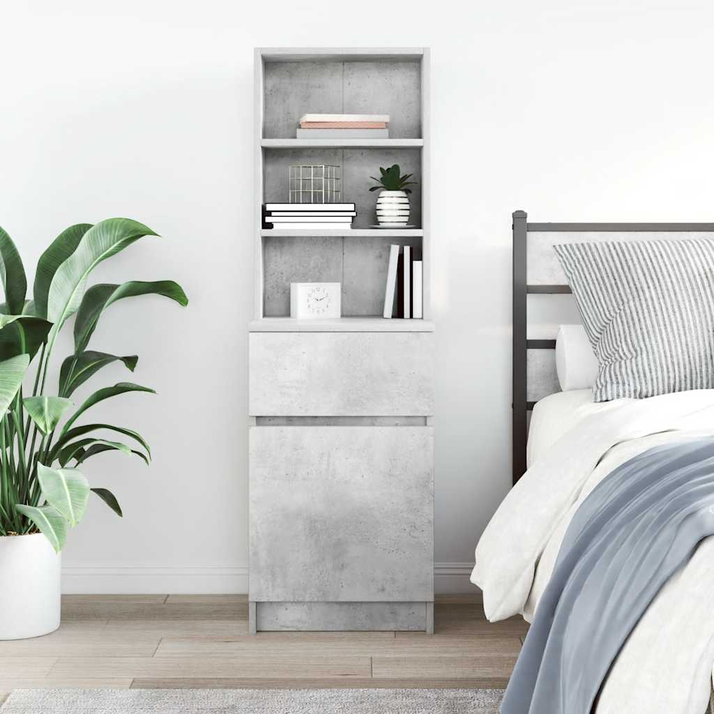 Table de chevet gris béton 39x35x125 cm bois d’ingénierie - XIOS