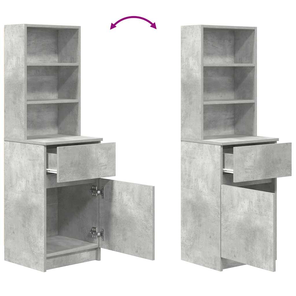 Table de chevet gris béton 39x35x125 cm bois d’ingénierie - XIOS
