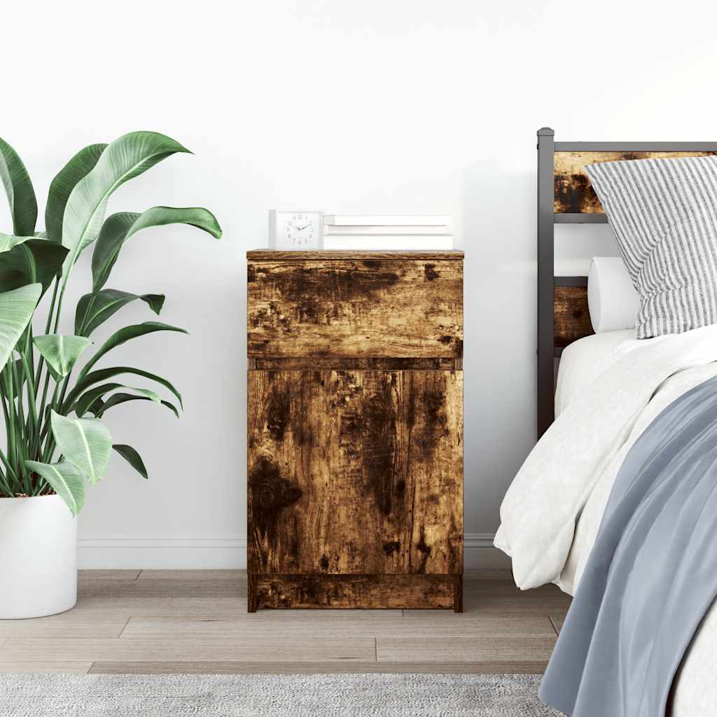 Table de chevet Chêne fumé 39x35x65 cm Bois d'ingénierie