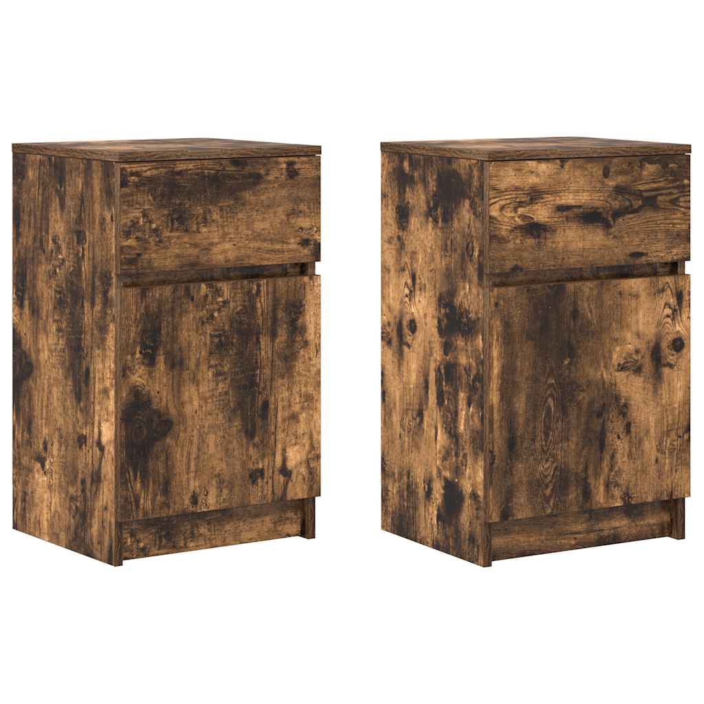 Tables de chevet 2 pcs chêne fumé 39x35x65 cm bois d'ingénierie - XIOS