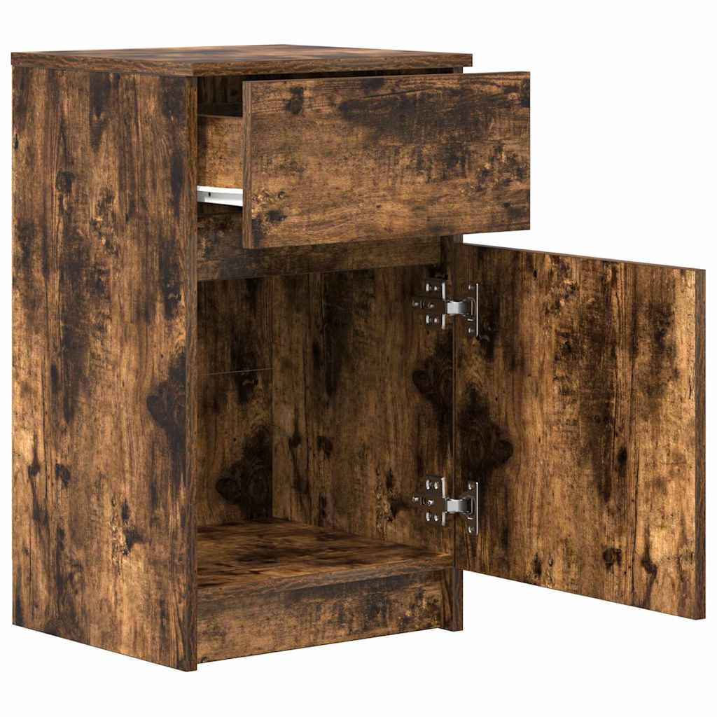 Tables de chevet 2 pcs chêne fumé 39x35x65 cm bois d'ingénierie - XIOS