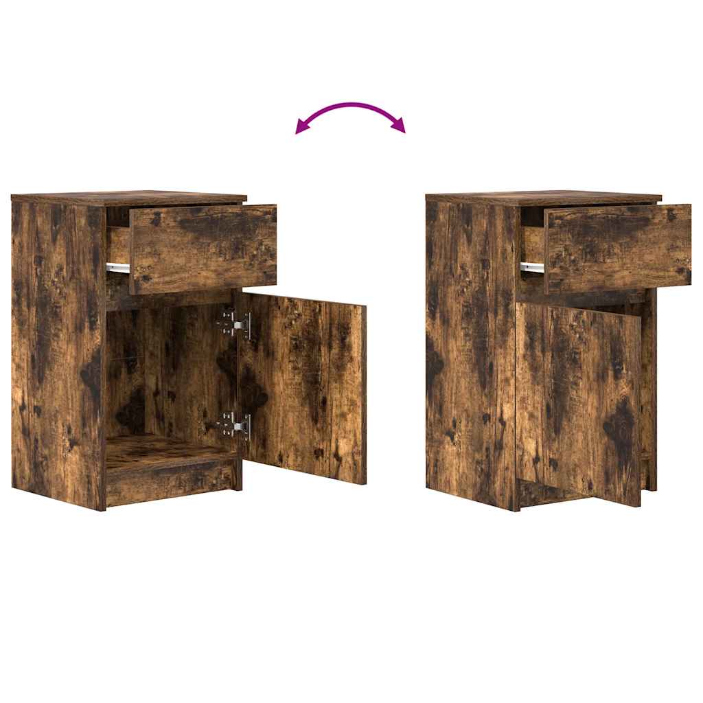 Tables de chevet 2 pcs chêne fumé 39x35x65 cm bois d'ingénierie - XIOS