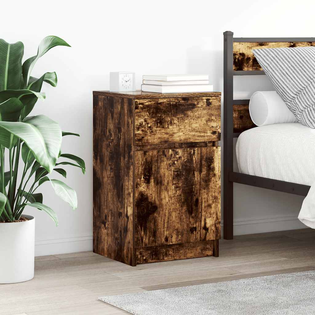 Tables de chevet 2 pcs chêne fumé 39x35x65 cm bois d'ingénierie - XIOS