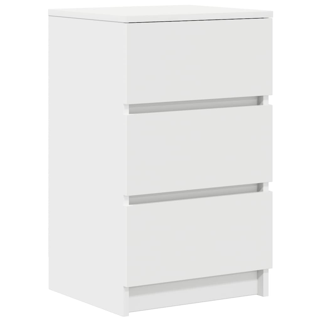 Table de chevet avec 3 tiroirs blanc 39x35x65 cm