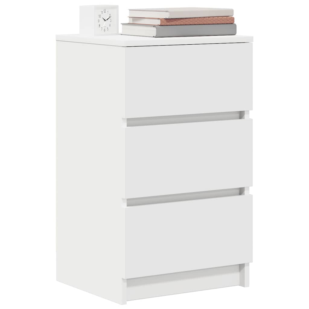 Table de chevet avec 3 tiroirs blanc 39x35x65 cm