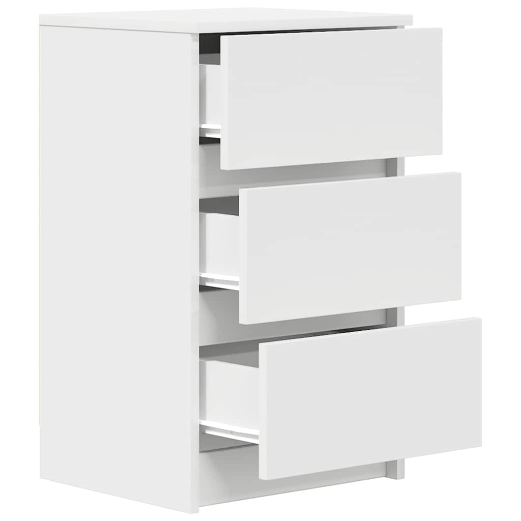 Table de chevet avec 3 tiroirs blanc 39x35x65 cm