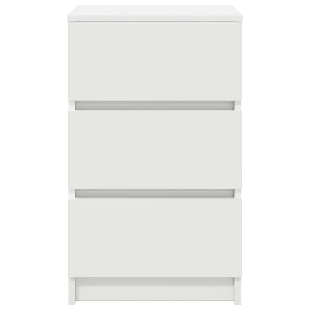 Table de chevet avec 3 tiroirs blanc 39x35x65 cm