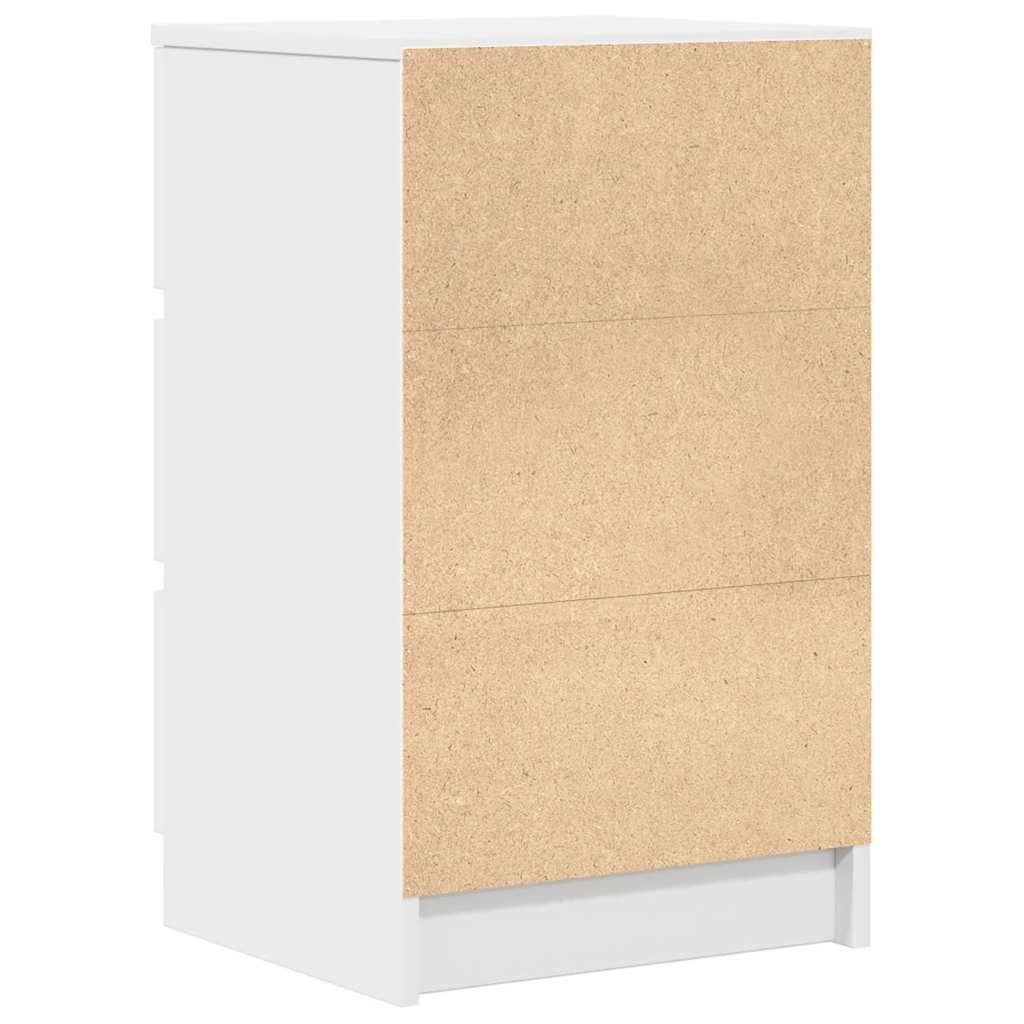 Table de chevet avec 3 tiroirs blanc 39x35x65 cm