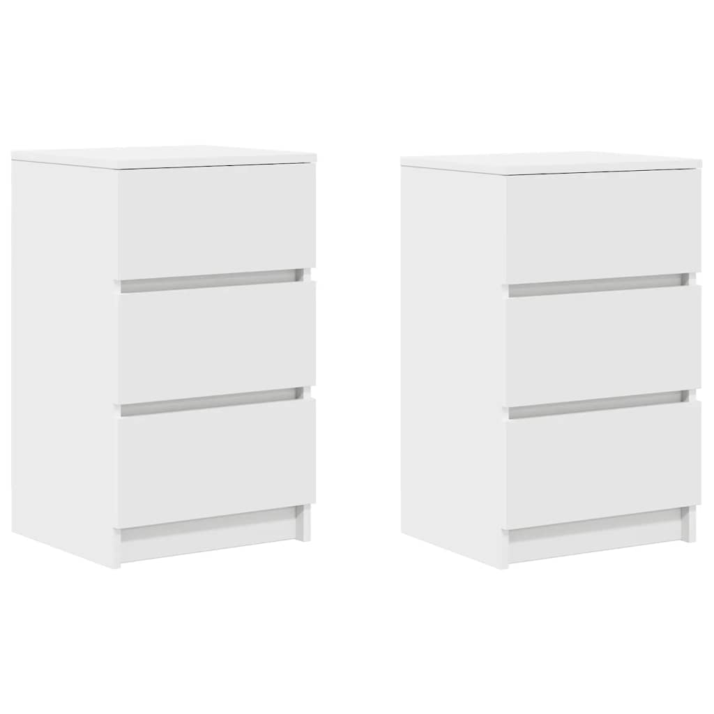 Tables de chevet avec 3 tiroirs 2 pcs blanc 39x35x65 cm - XIOS