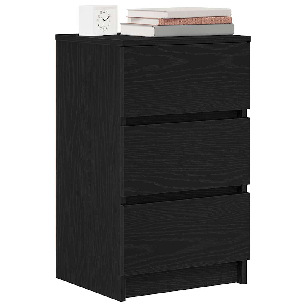 Table de chevet avec 3 tiroirs noir 39x35x65 cm - XIOS
