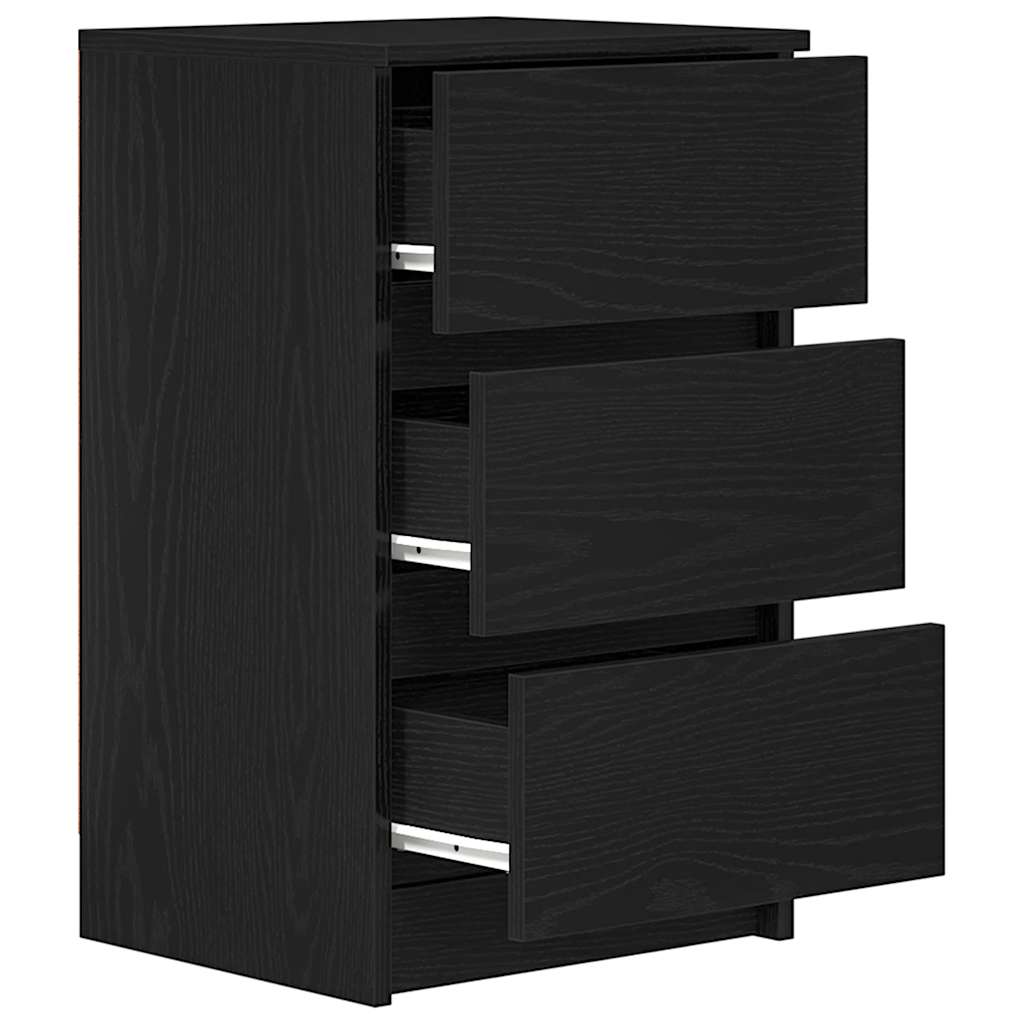 Table de chevet avec 3 tiroirs noir 39x35x65 cm - XIOS