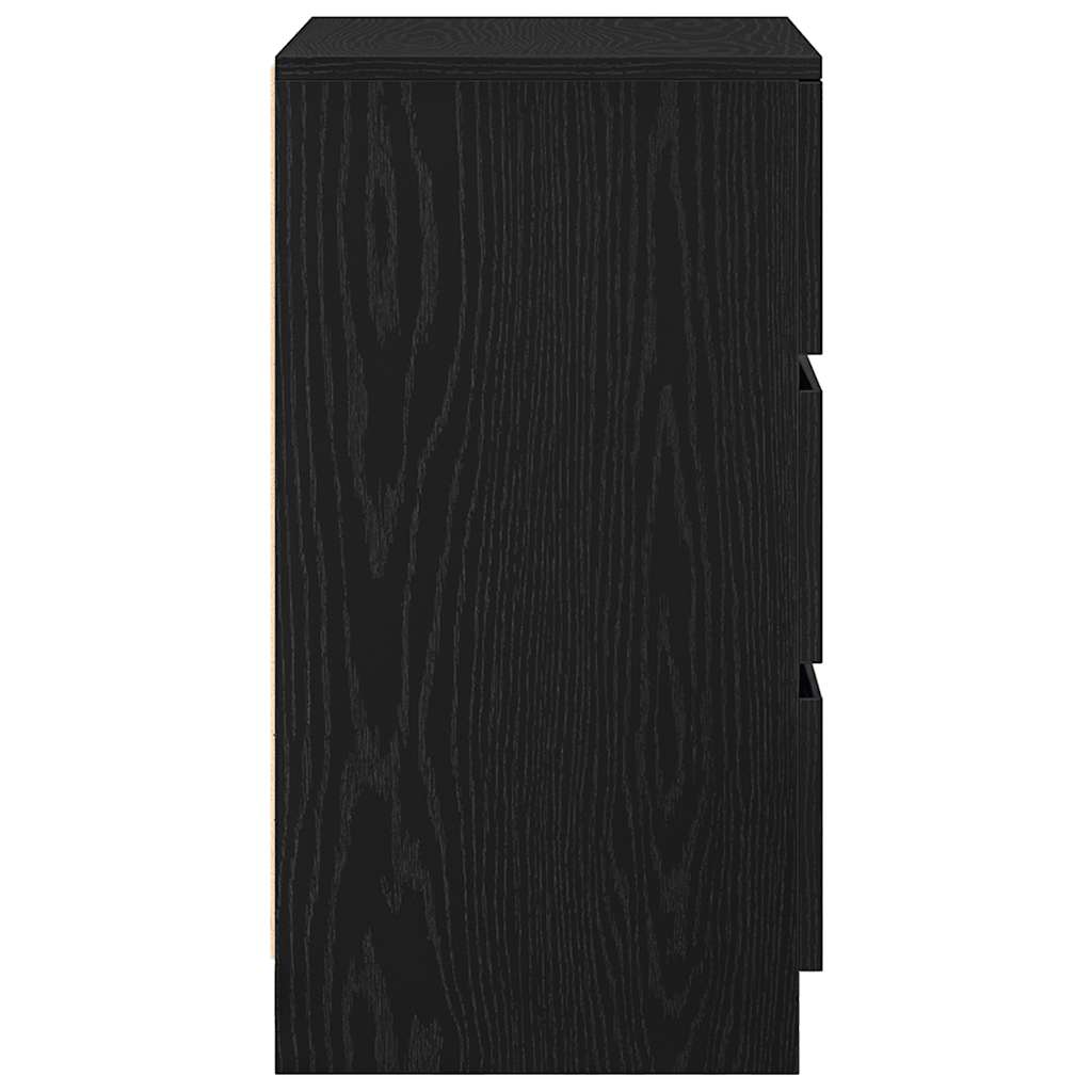 Table de chevet avec 3 tiroirs noir 39x35x65 cm - XIOS