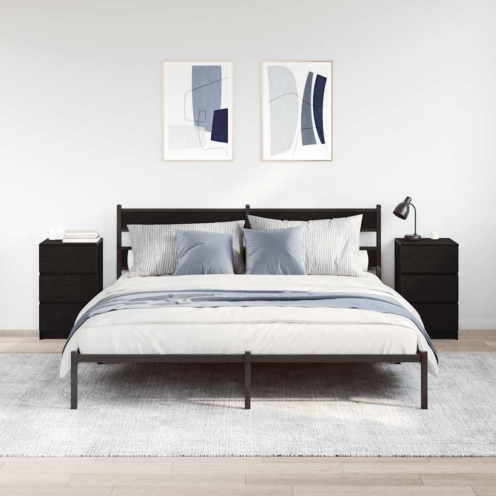 Tables de chevet avec 3 tiroirs 2 pcs noir 39x35x65 cm - XIOS