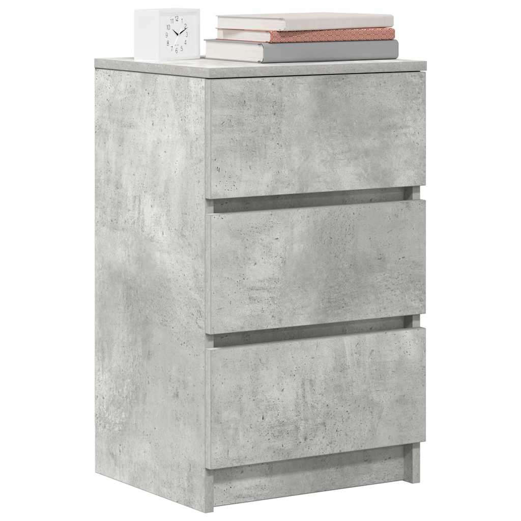 Table de chevet avec 3 tiroirs gris béton 39x35x65 cm - XIOS