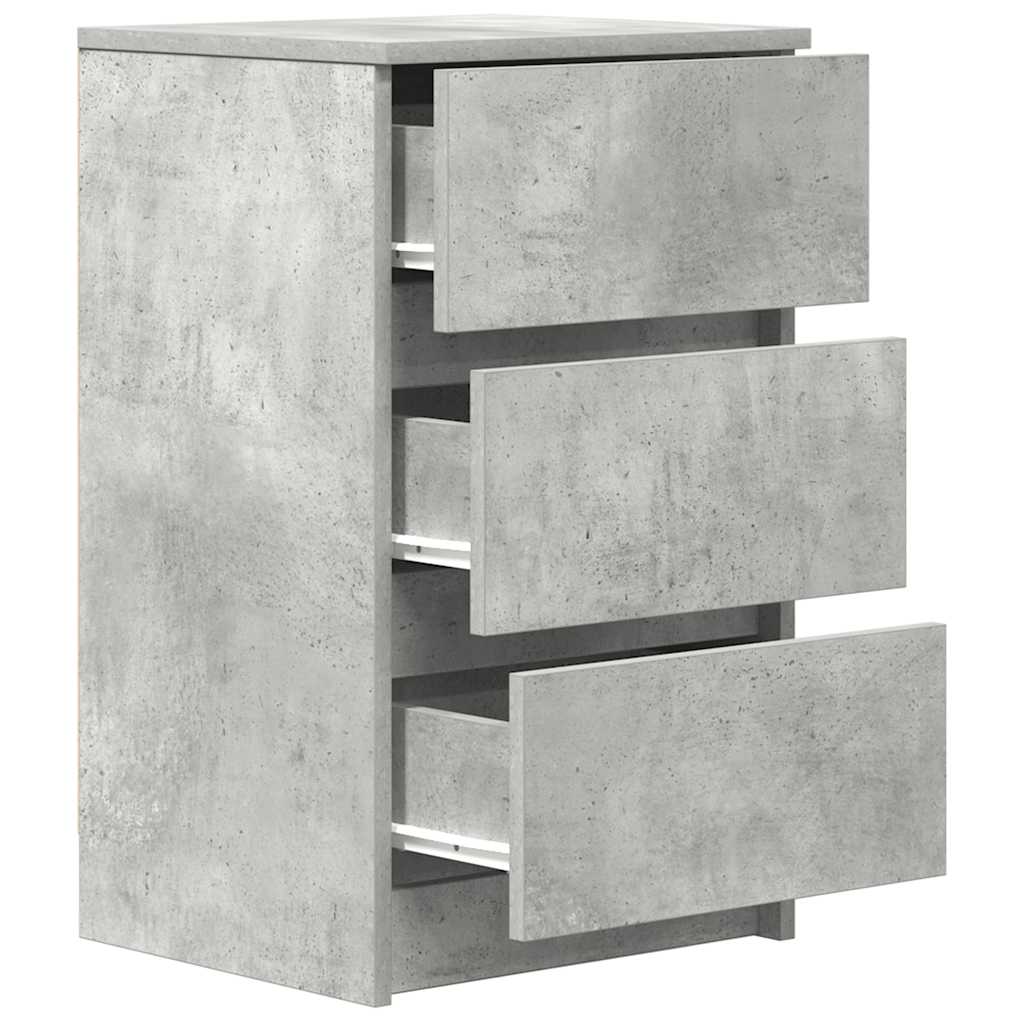 Table de chevet avec 3 tiroirs gris béton 39x35x65 cm - XIOS