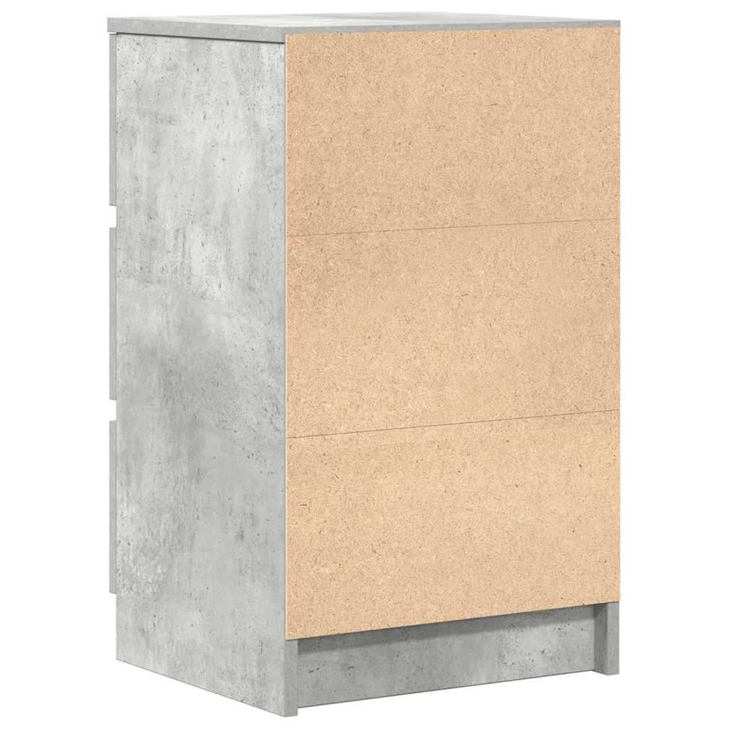 Table de chevet avec 3 tiroirs gris béton 39x35x65 cm - XIOS
