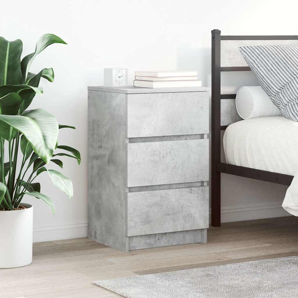 Table de chevet avec 3 tiroirs gris béton 39x35x65 cm - XIOS