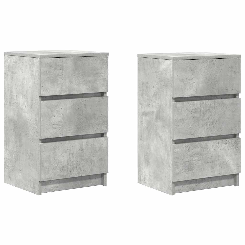 Tables de chevet avec 3 tiroirs 2 pcs gris béton 39x35x65 cm - XIOS