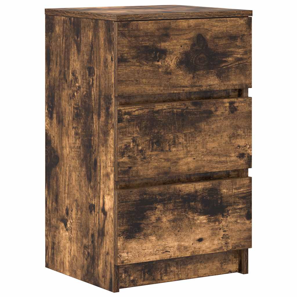 Table de chevet avec 3 tiroirs chêne fumé 39x35x65 cm - XIOS
