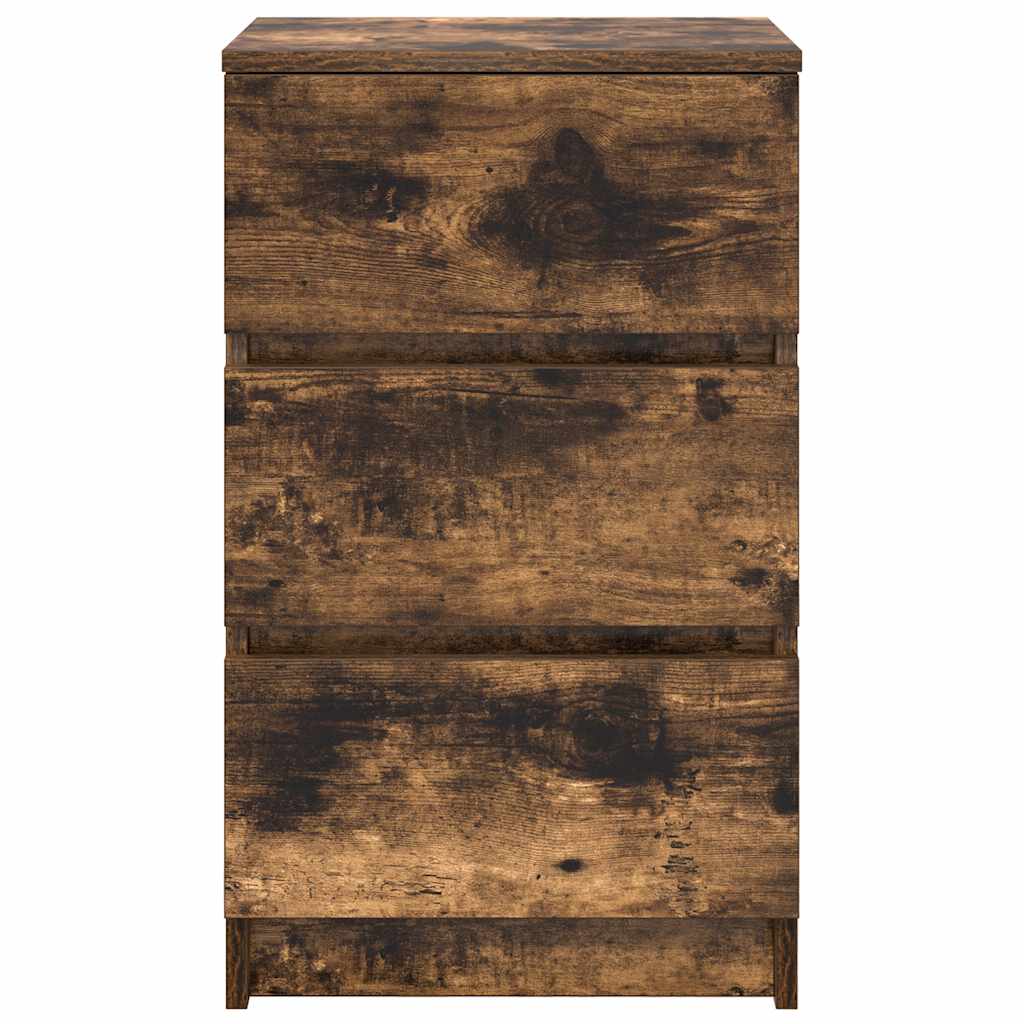 Table de chevet avec 3 tiroirs chêne fumé 39x35x65 cm - XIOS